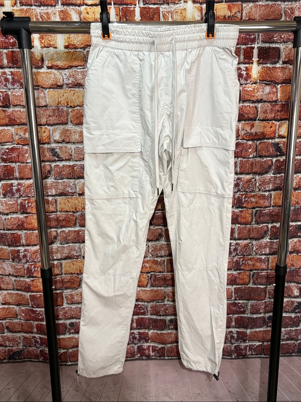 Pacsun medium Men's White grey Cargo Jogger Pants Elastic Waist Drawstring